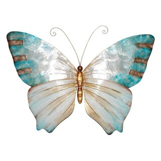 Butterfly Wall Decor Pearl And Soft Aqua (m2004) - 1 x 18 x 13