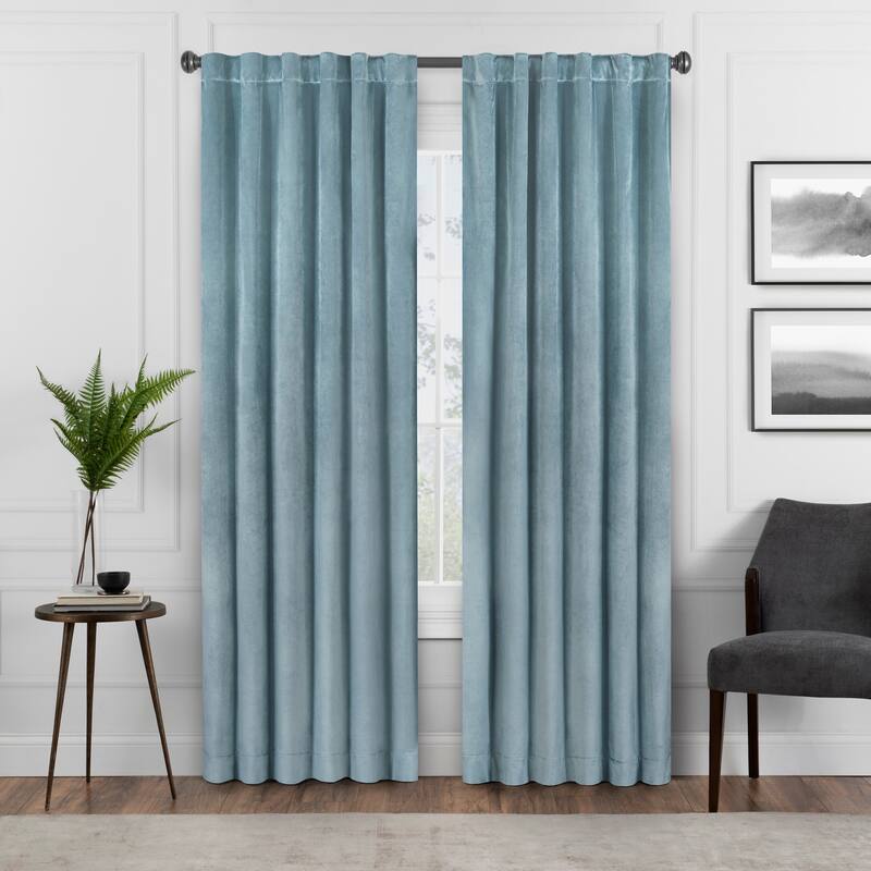 Eclipse Harper Velvet Absolute Zero Blackout Window Panel - 108 Inches - Blue