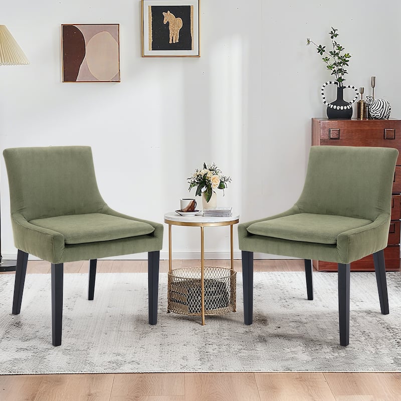 RENEWLINE Mid-Century Modern Corduroy Upholstered Dining Chairs with Solid Wood Legs,Set of 2/4/6