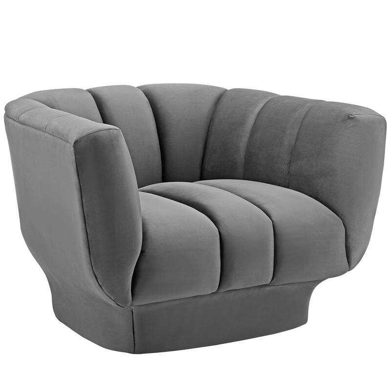 Silver Orchid Burbridge Channel Tufted Performance Velvet Armchair