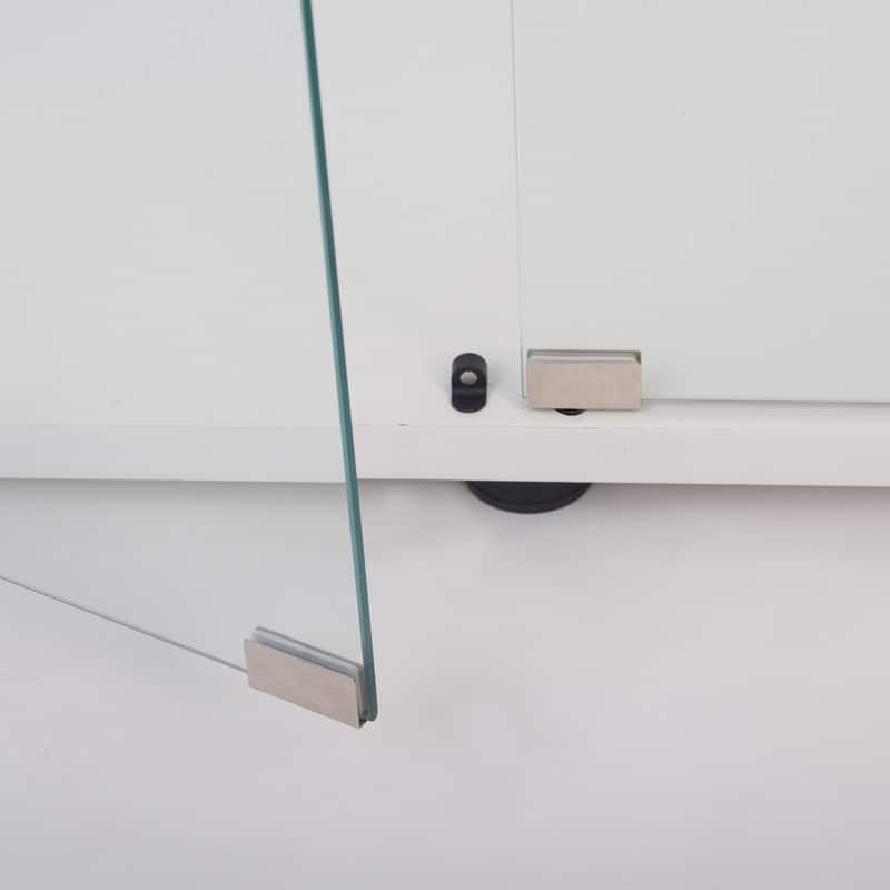 Two-door Glass Display Cabinet 2 Shelves with Door