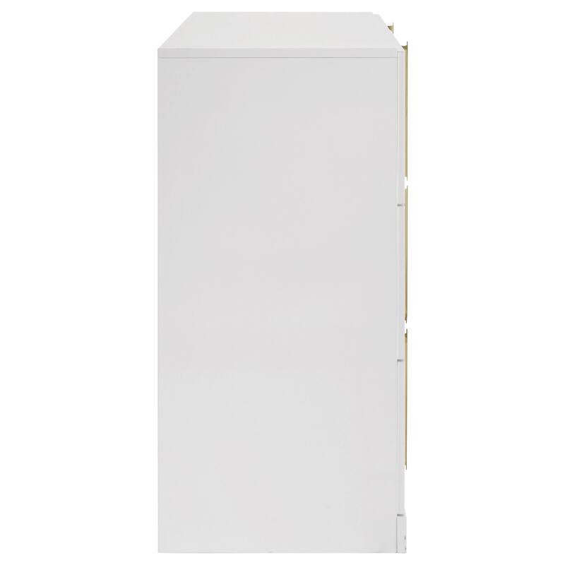 Ines 6-drawer Bedroom Dresser with Mirror White High Gloss