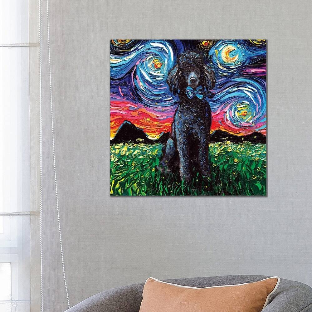 iCanvas 'Black Poodle Night' by Aja Trier Canvas Wall Print