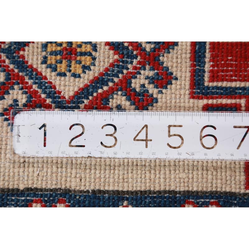 Hand Knotted Oriental 100% Wool Carpet Traditional Geometric Red Kazak Area Rug - 11' 0'' X 8' 2''