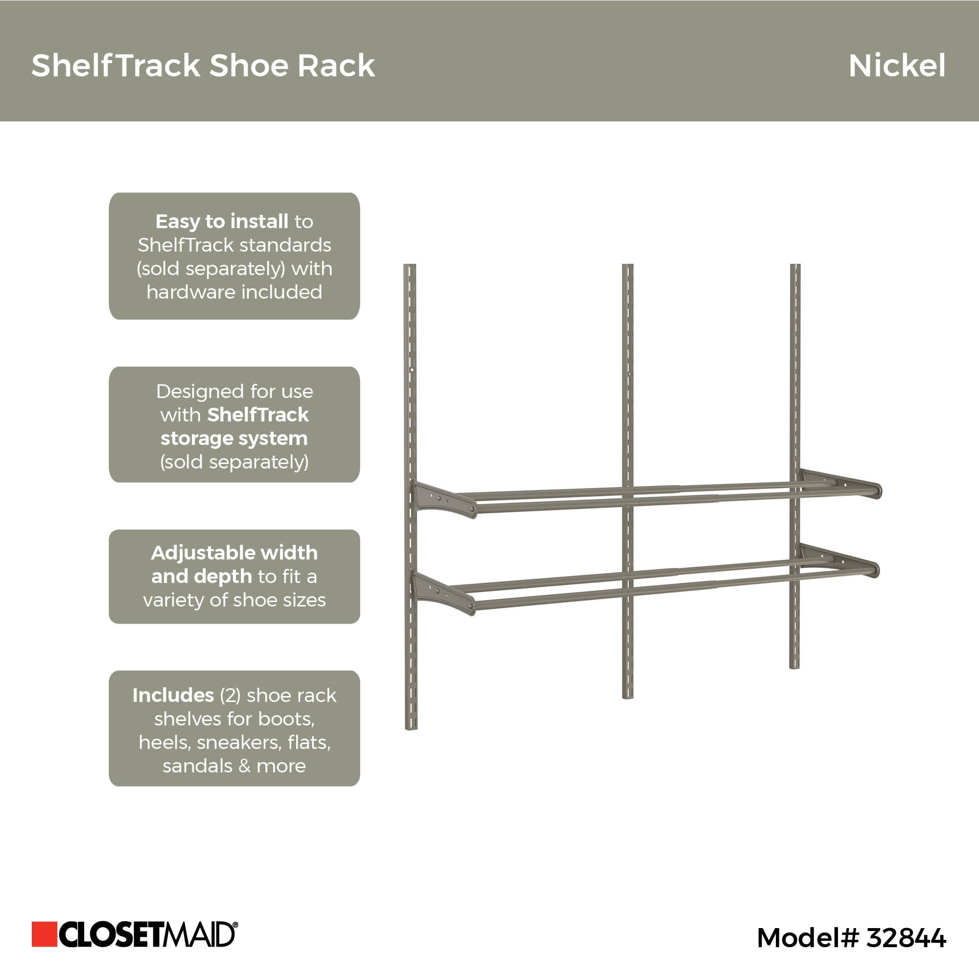 ClosetMaid ShelfTrack Shoe Rack Shelf Kit