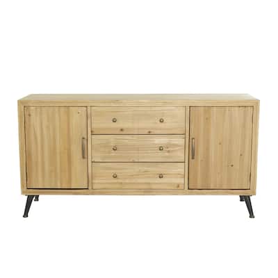 Wooden 3 Drawers 1 Shelf and 2 Doors Sideboard - Light Brown - Roche River Decor