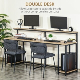 Extra Long 2-Person Computer Desk with Storage Shelves , Double ...