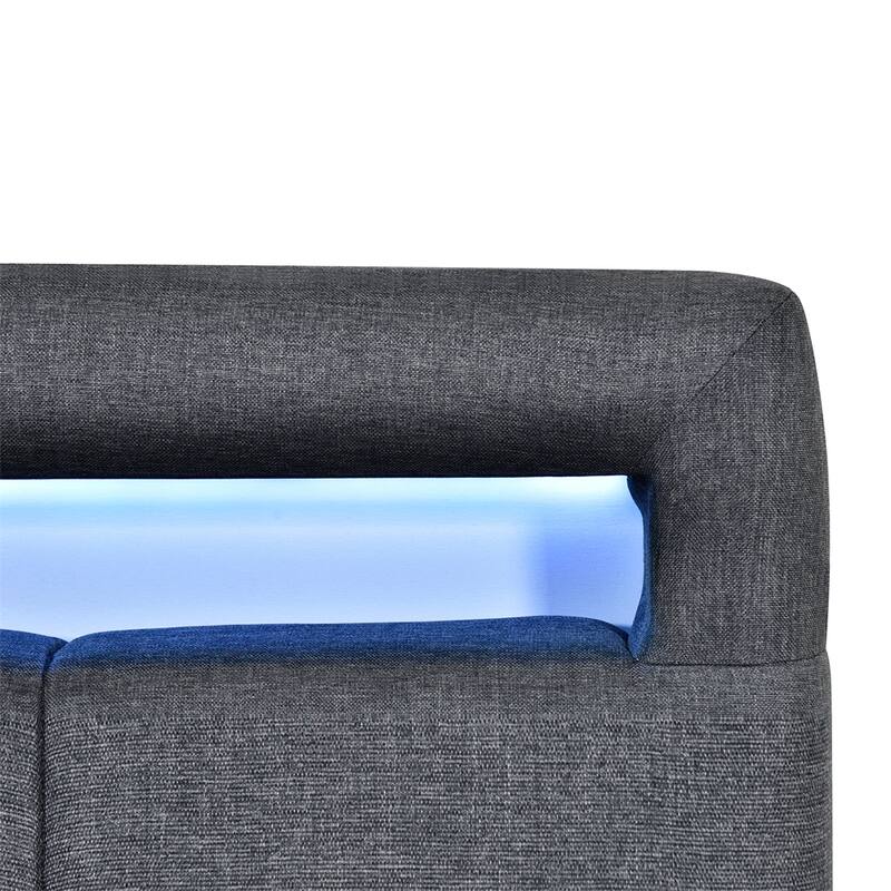 Twin Size Upholstered Platform Bed with LED Frame and 2 Drawers