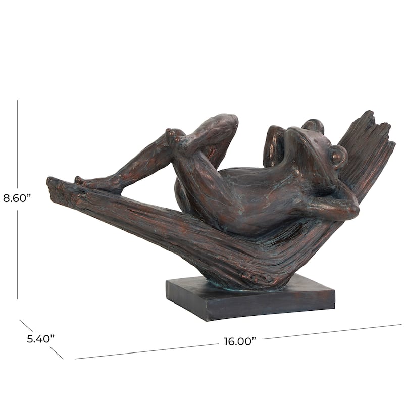Bronze Resin Patina Relaxing Frog Decorative Sculpture