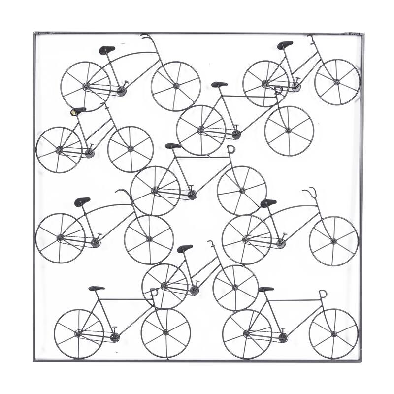 Metal Bike Stacked Home Wall Decor with Black Frame - Black - Roche River Decor