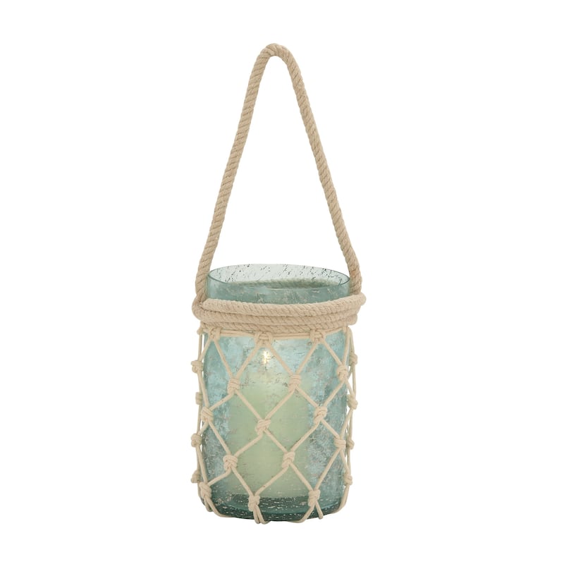 Aquamarine Glass Coastal Lantern