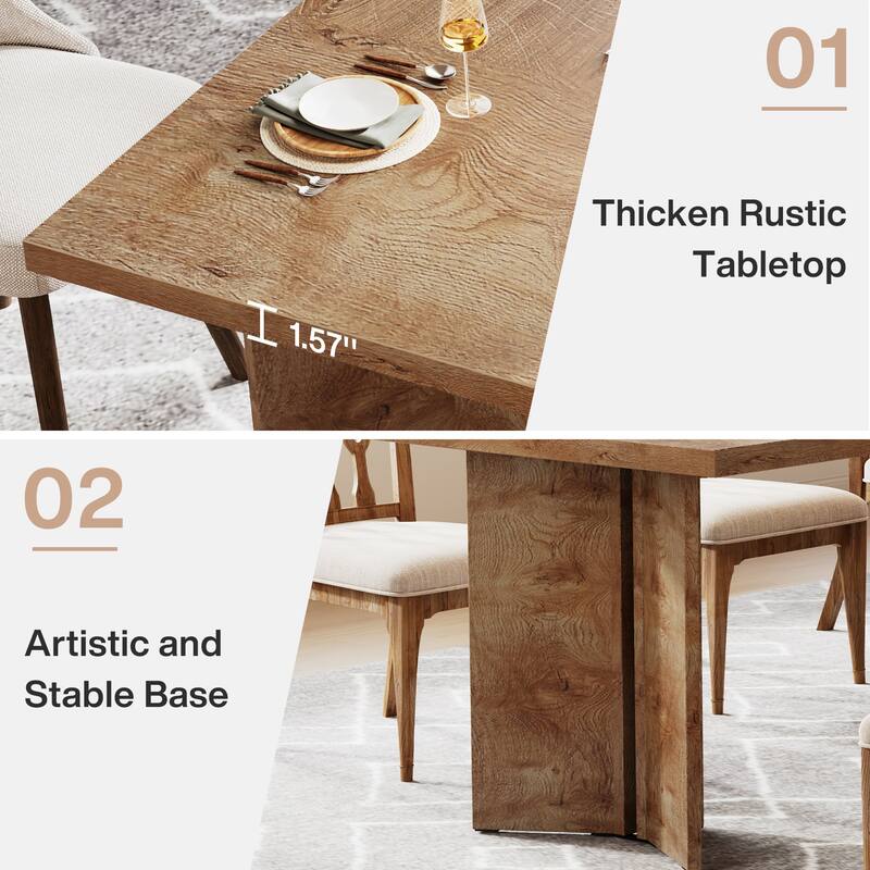Farmhouse Rectangular Dining Table for 4-6 People