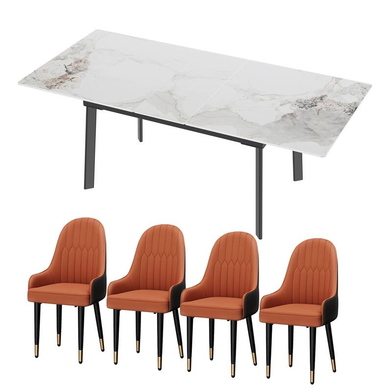 Sintered Stone Top Extendable Table and Chairs Dining Set