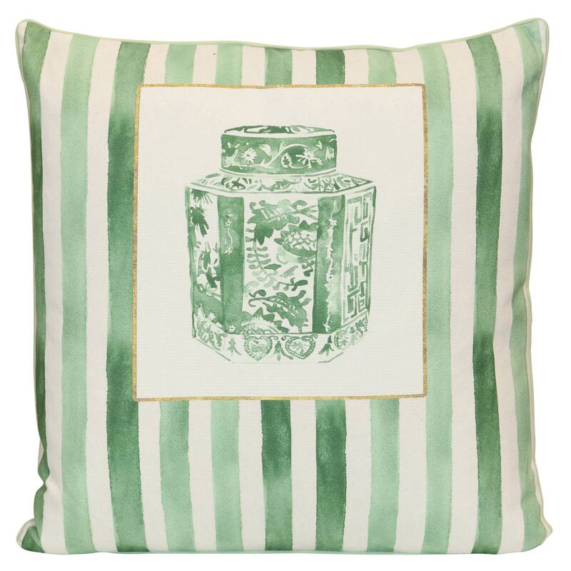 StyleCraft Tamara Day for StyleCraft Porcelain Keepsake Pillow - 24" x 24" - Green, Soft White