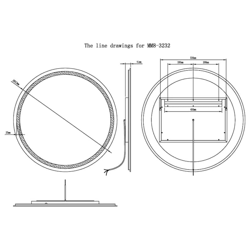 Modern Mirrors Solstice Round LED Lighted Bathroom Vanity Mirror, Wall Mounted Makeup Mirror with Defogger - 24 Inches