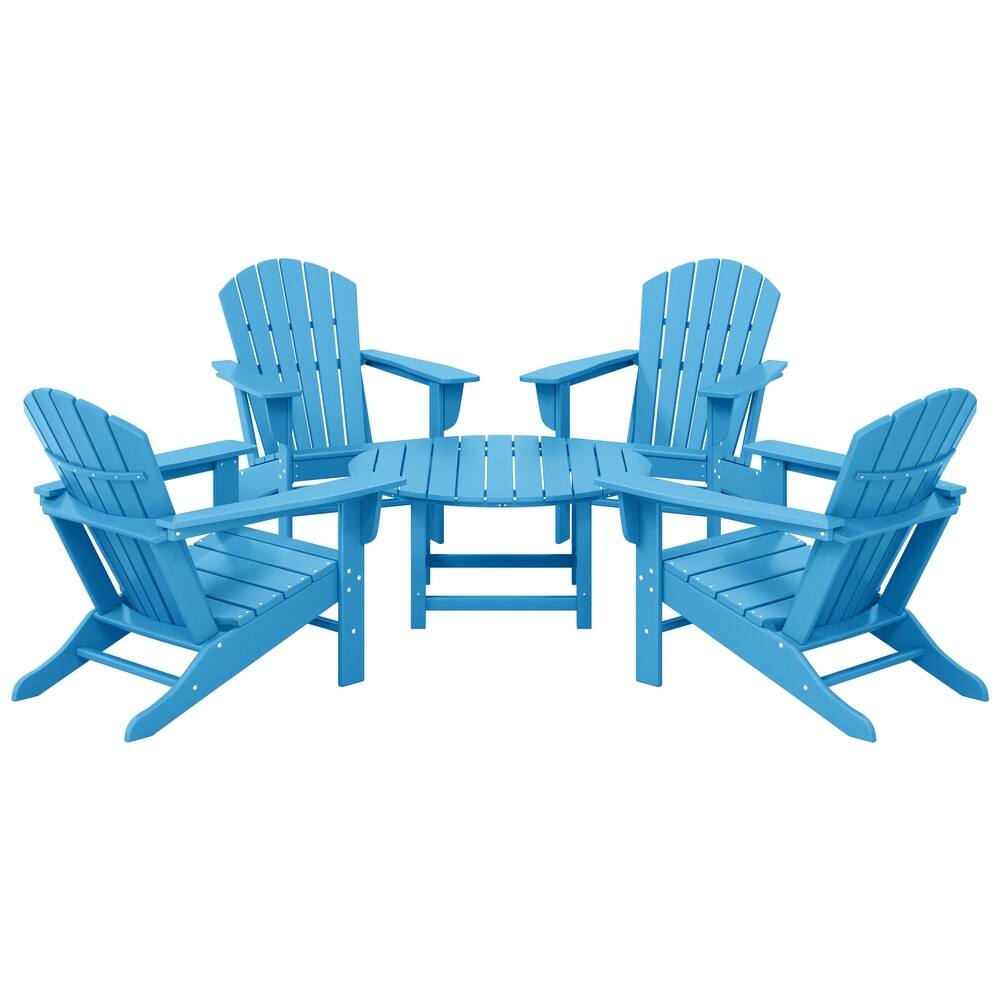 Altura Outdoor 5-Piece Adirondack Chair & Round Coffee Table Conversation Set