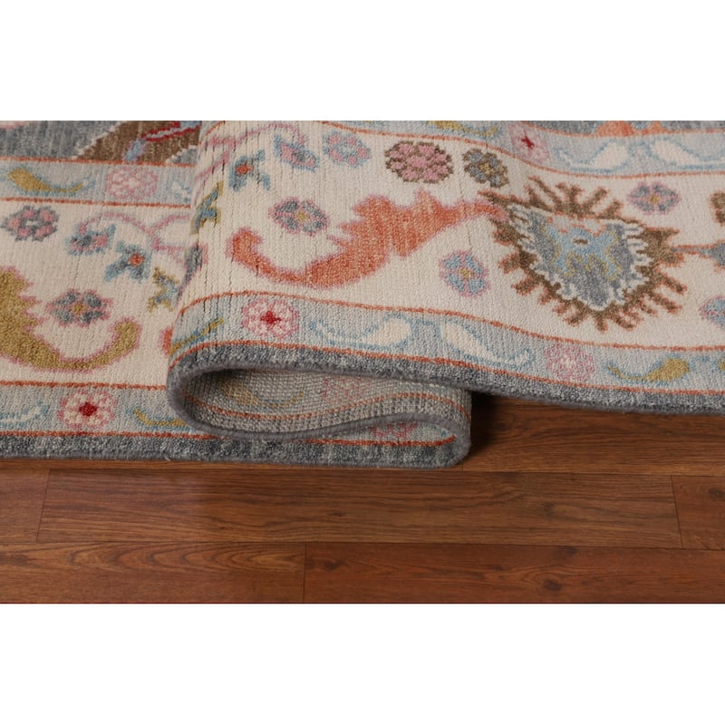 Floral Oushak Indian Area Rug Handmade Wool Carpet - 7'11" X 10'0"