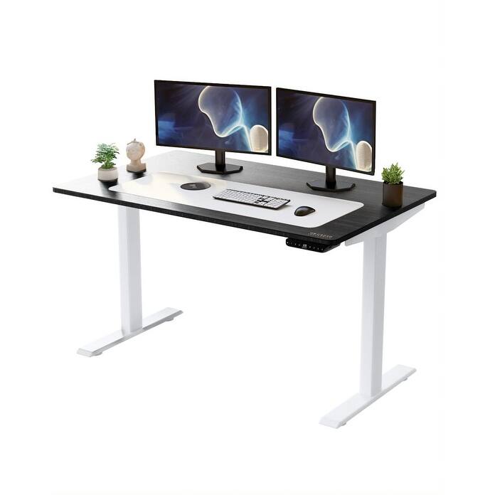Rise Up Dual Motor Electric Standing Desk 48x30 1-pc Black Desktop - Top: 48x30" / Frame Height: 23.6-49.2" - White