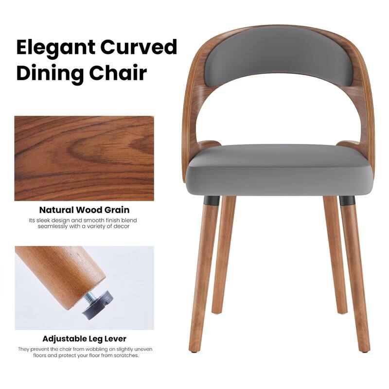 Modern Upholstered Dining Chairs with Curved Backrest (Set of 2)