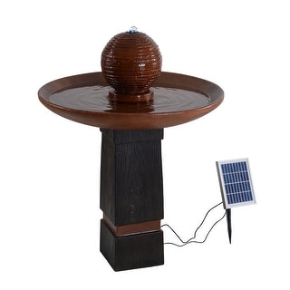Okadu Wood Grain and Copper Finish Outdoor Floor Fountain - 27" x 32"