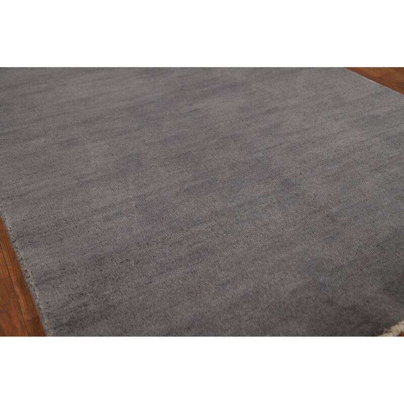 Gray Gabbeh Modern Rug Handmade Wool Carpet - 3'5" x 4'11"