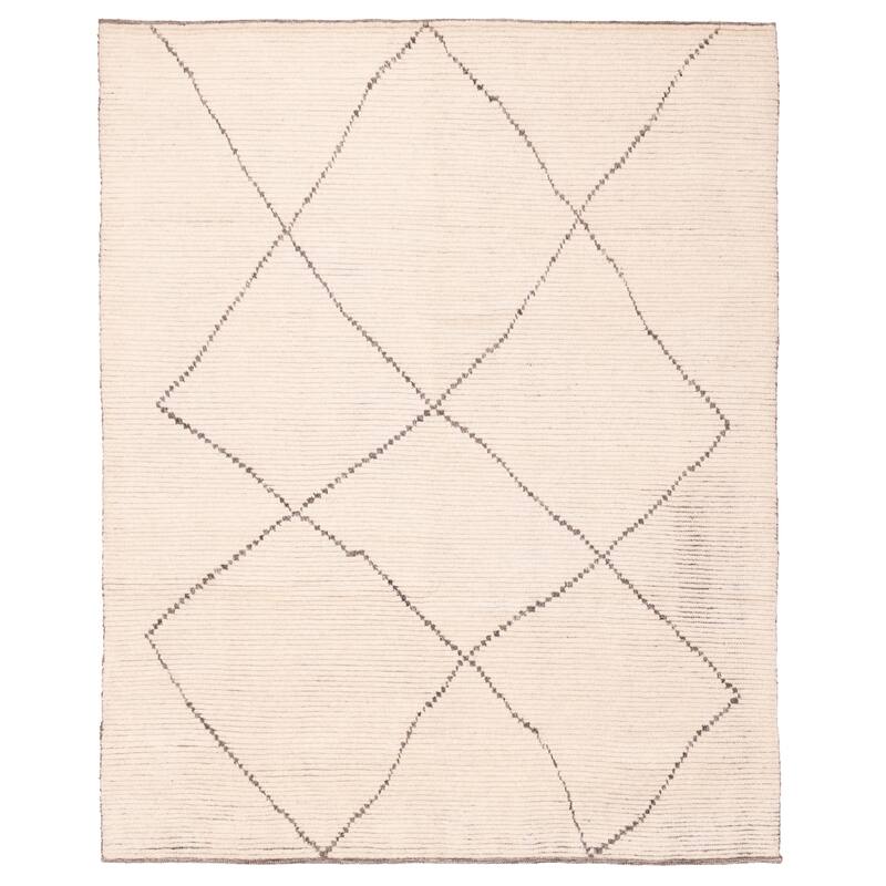 ECARPETGALLERY Hand-knotted Looma Cream Wool Rug - 8'0 x 9'11