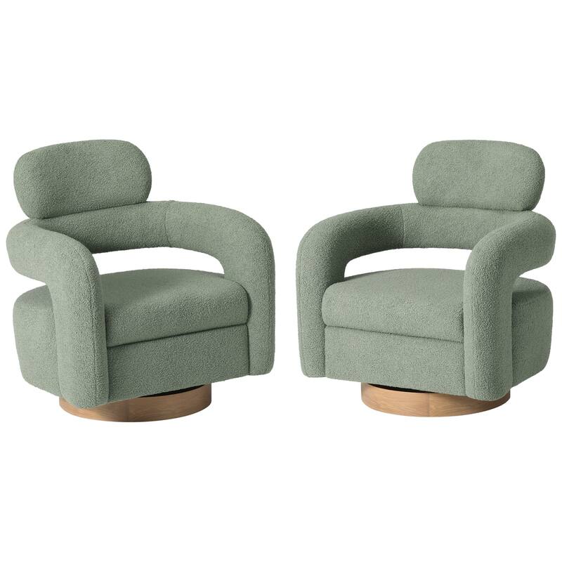 Bayville 29" Wide Sherpa Swivel Chair (Set of 2) - Ice Green
