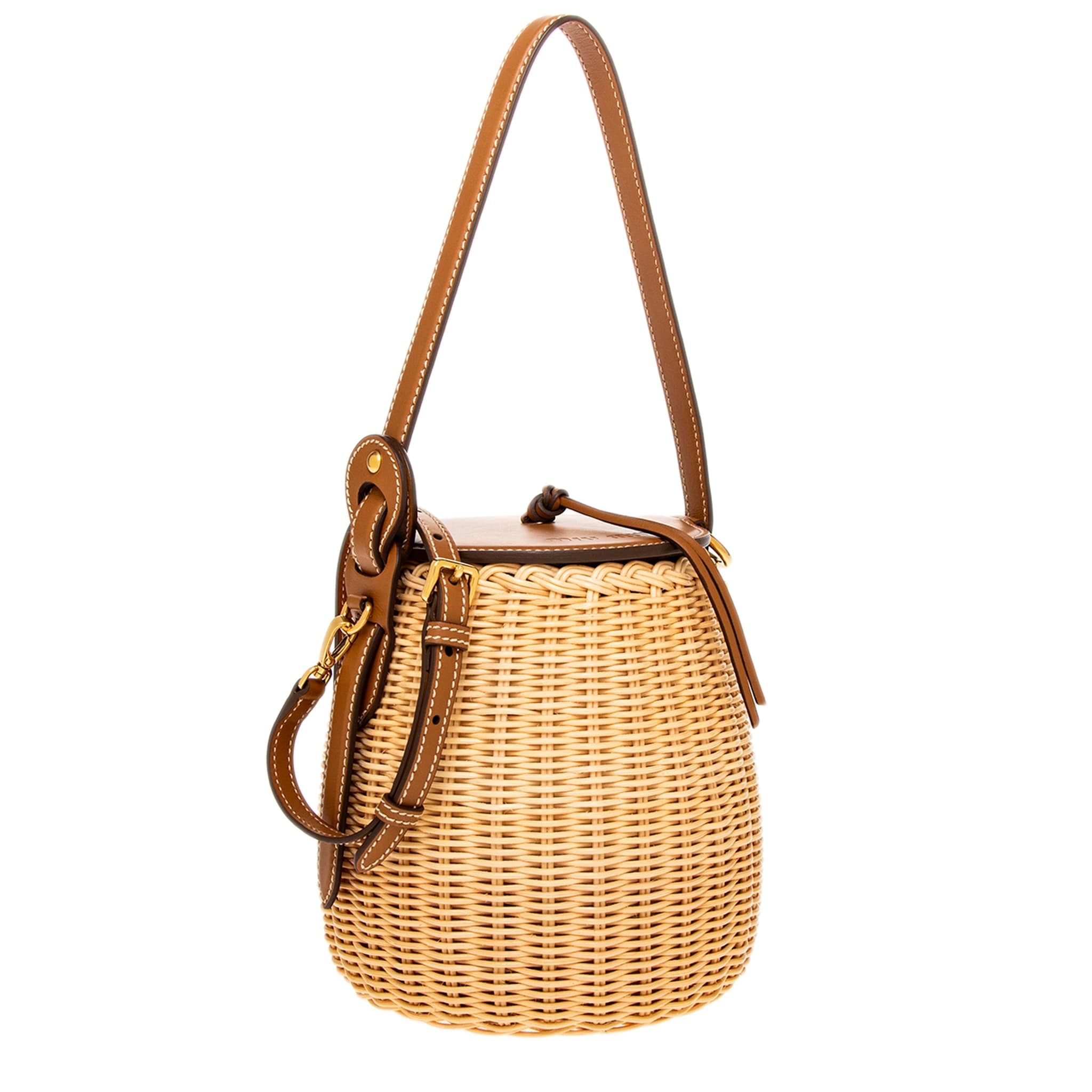 Miu Miu Woven-Wicker Bucket Bag - Overstock - 43008138