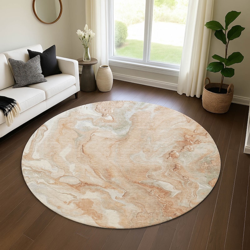 Premium Washable Super Soft Abstract Chic Mayfield Rug - Salmon - 8' x 8'