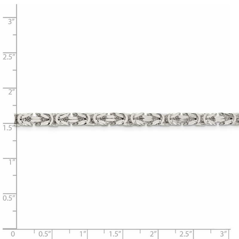Curata 925 Sterling Silver 4.25mm Squared Byzantine Chain Necklace for Men Optiosn: 16 18 20 24 30