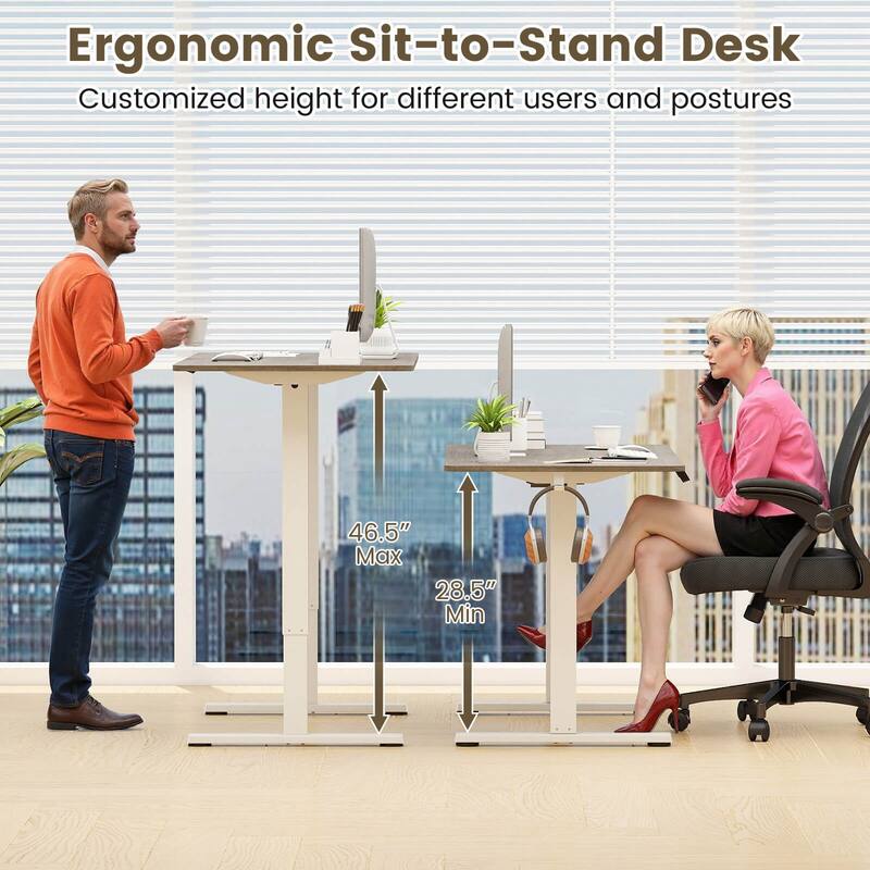 Costway 48” x 24” Electric Standing Desk with LED Display 2 Memory