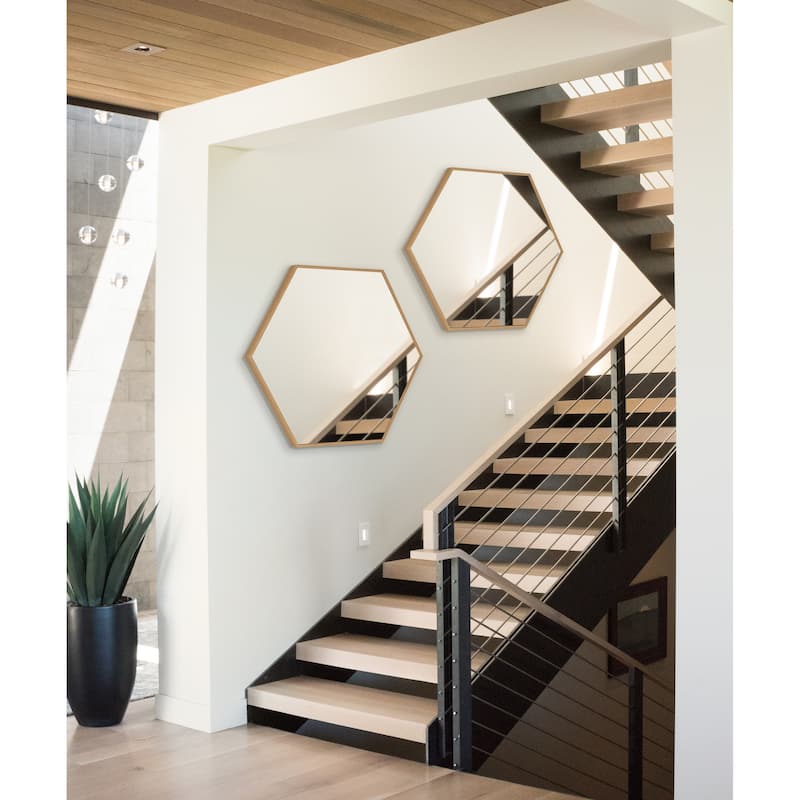 Kate and Laurel Rhodes Framed Mid-century Hexagonal Wall Mirror