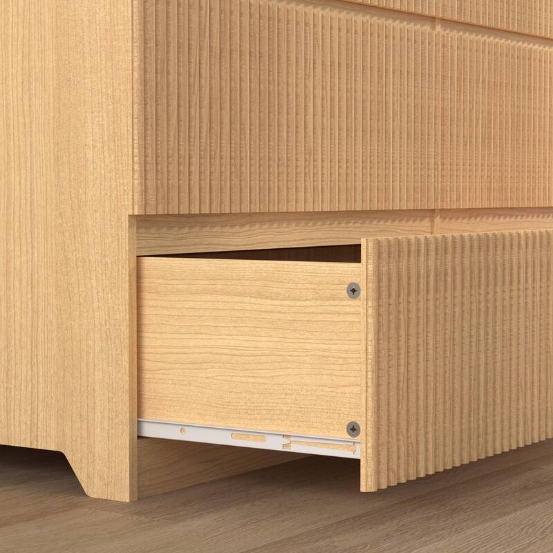 6-Drawer Wooden Storage Cabinet & Dresser, Clothes Organizer with Wavy Drawer Panels