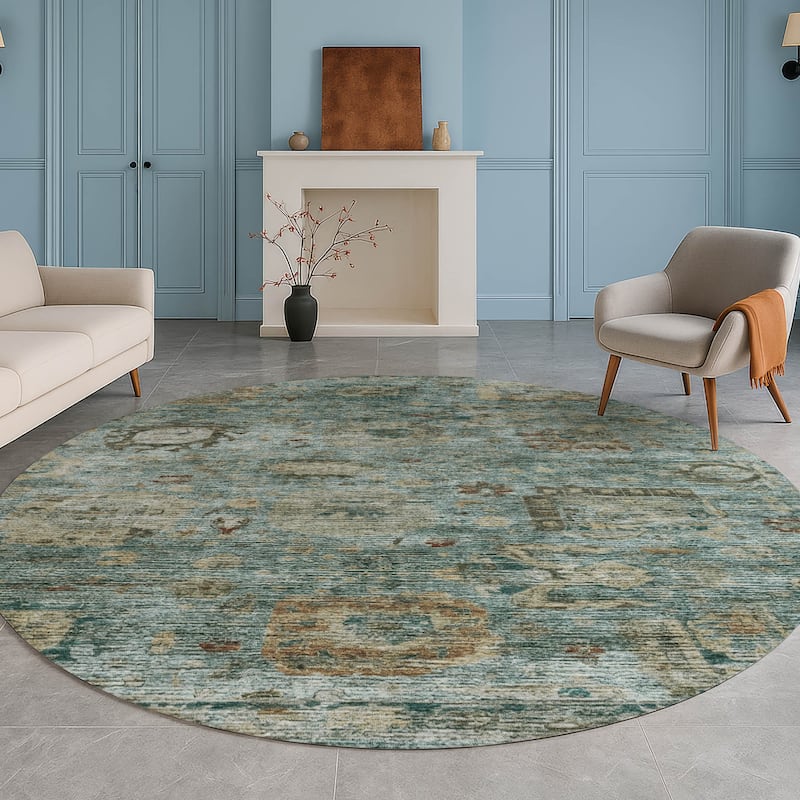 Machine Washable Indoor/ Outdoor Vintage Traditional Chantille Rug