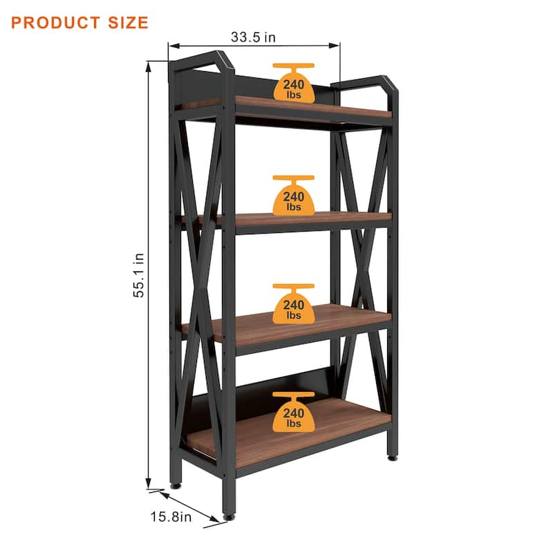 4-Tier Baker's Rack - Metal & Wood Shelving Unit, Multi-Use Storage for Kitchen/Pantry/Closet‌