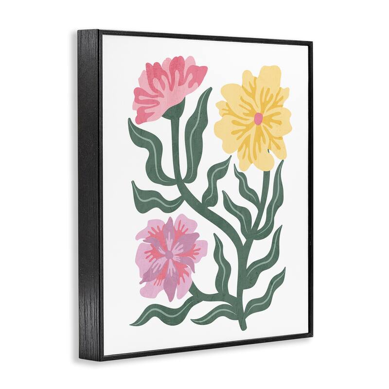 Stupell Modern Blooms with Curved Leaves Framed Giclee Art Design By Kim Allen