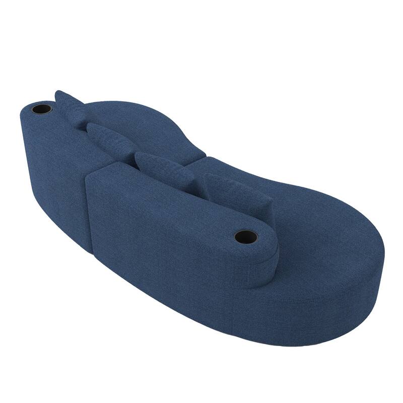 94.49" Chenille Curved Sectional Sofa with Pillows, No Assembly Required