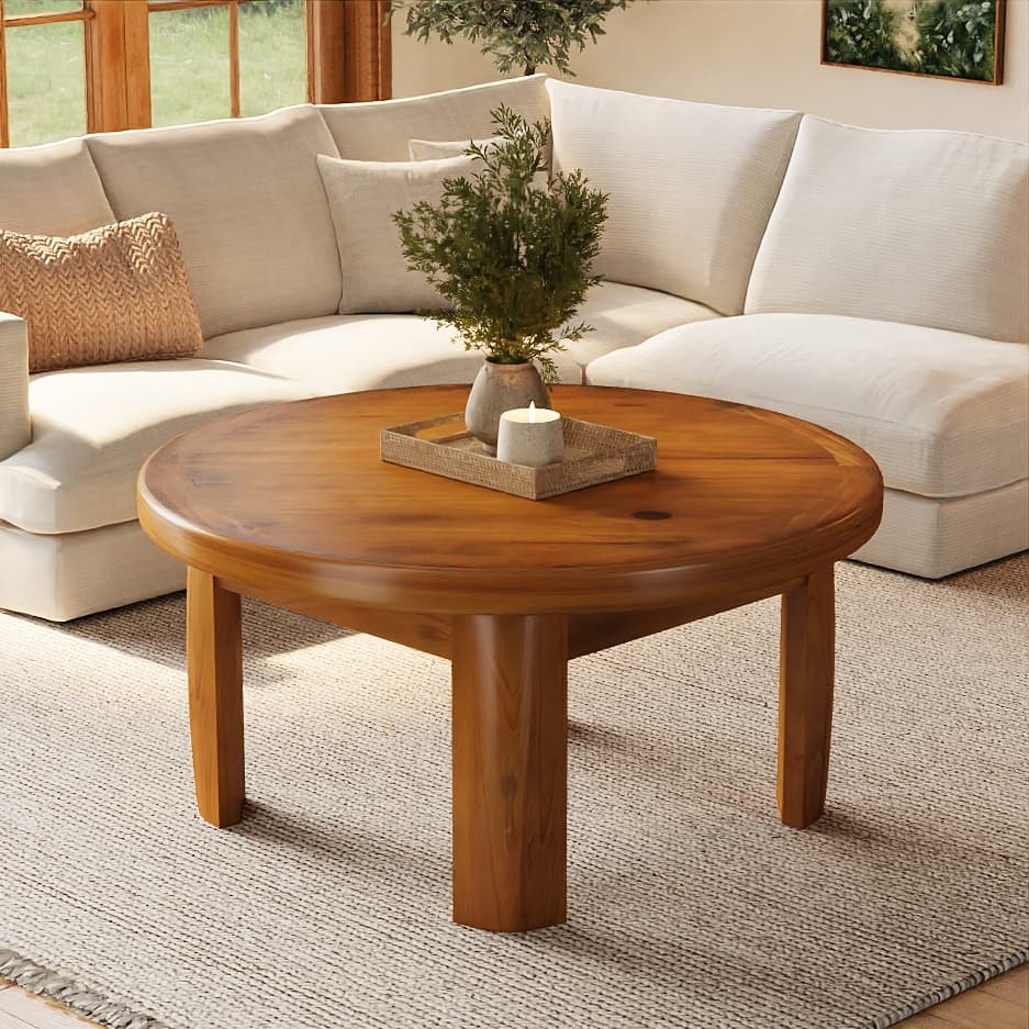 Solid Wood Round Coffee Tables for Living Room