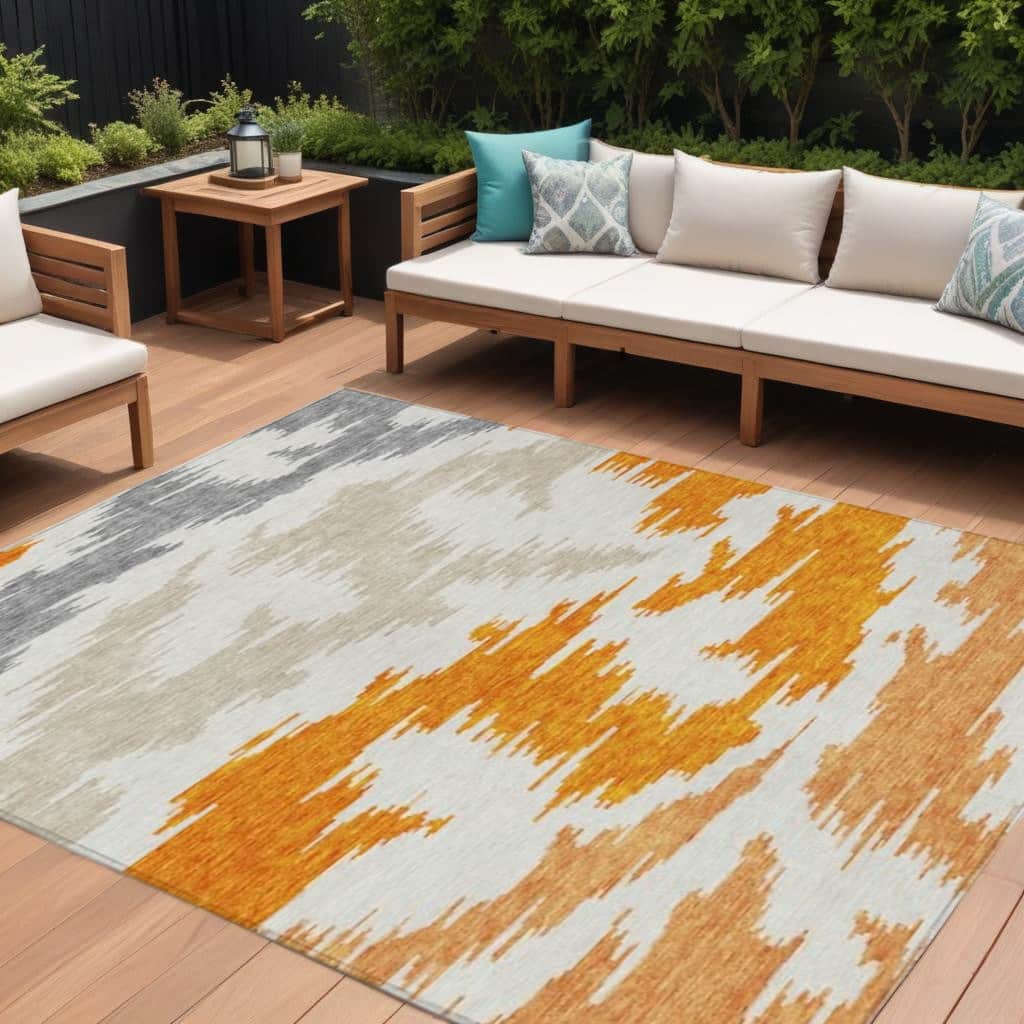 HomeRoots Abstract Transitional Rectangle Outdoor Rug