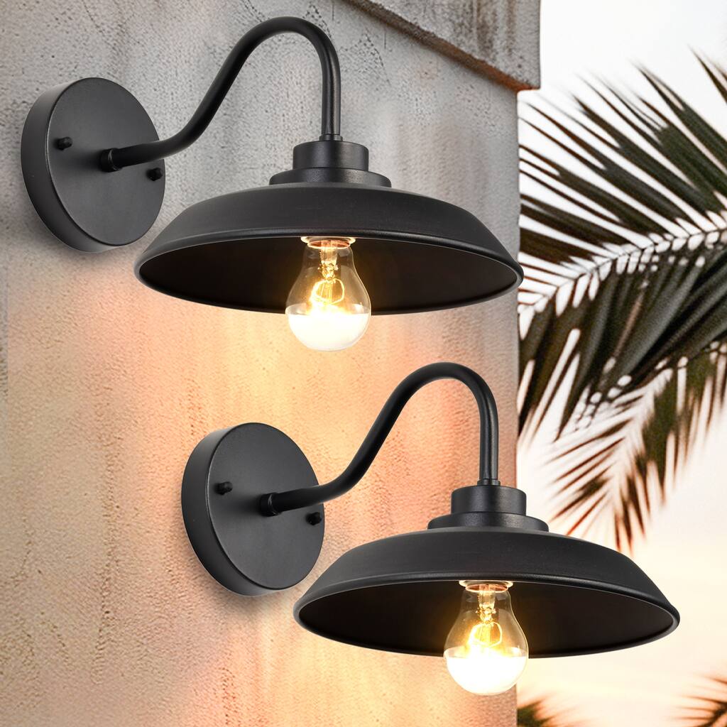 Black Farmhouse Outdoor Wall Light Fixture Wall Sconces 2 Pack