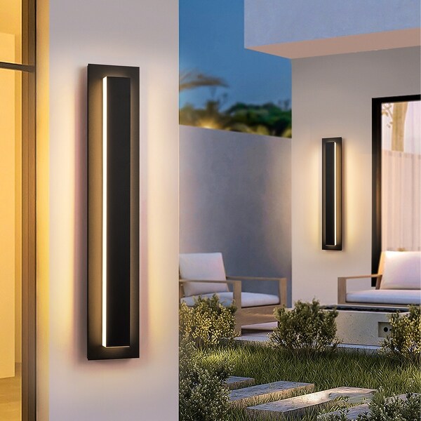 Rennnsan Aluminum Modern Black Rectangular Linear Outdoor Wall