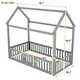 preview thumbnail 7 of 26, Twin Wood House Bed with Fence, Door & Distressed Design, Grey