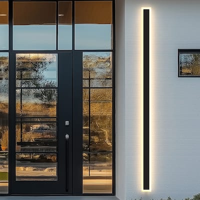YANSUN Outdoor LED Wall Light, Rectangular Shape, 3000K Warm Light, Satin Black Finish for Elegant Exterior Lighting