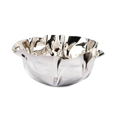 9.5" Round Stainless Steel Wavy Design Serving Bowl