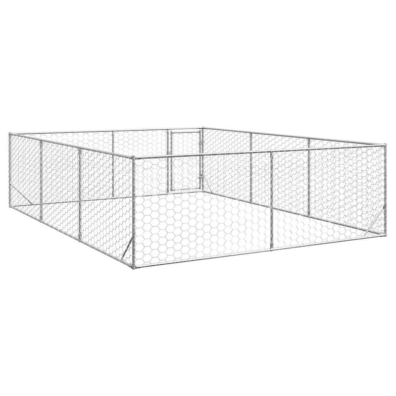 vidaXL Outdoor Dog Kennel Galvanized Steel Large Durable