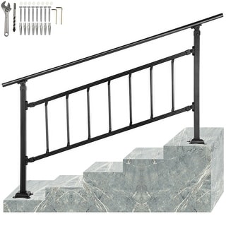 VEVOR Wrought Iron Adjustable Outdoor Stair Railing Transitional ...