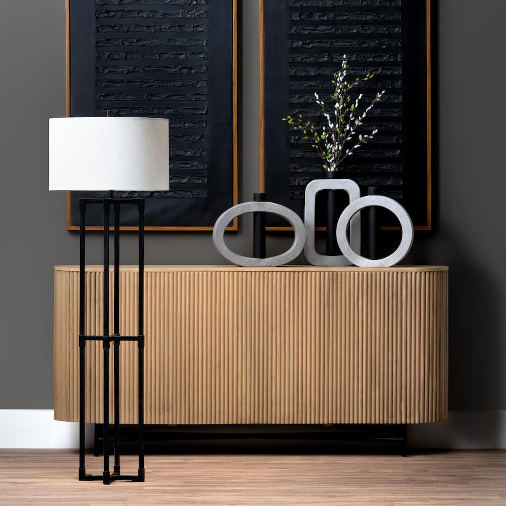 72 in. Brown Solid Wood 4 Door Media Credenza_Sideboard