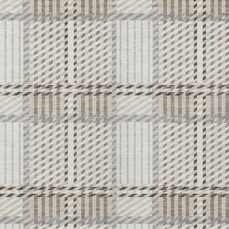 HomeRoots Plaid Transitional Rectangle Outdoor Rug