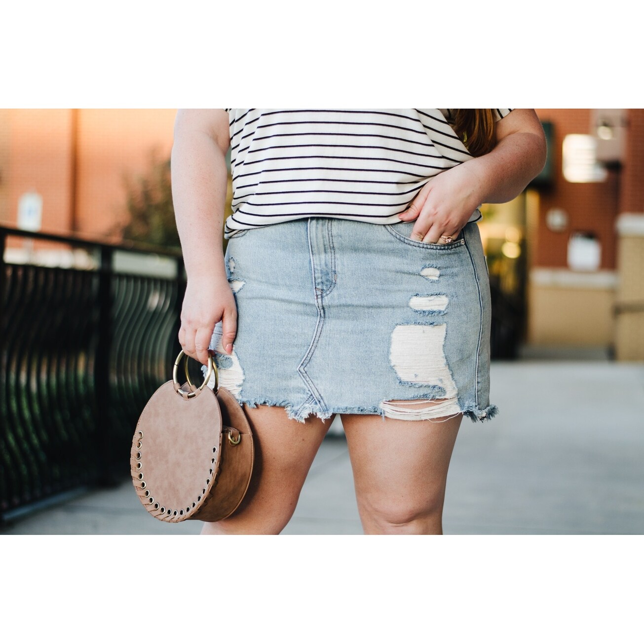 ripped denim mini skirt