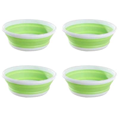 Plastic Round Collapsible Washbasin Dishpan Collapsible Saving Space, 5.5 Quart
